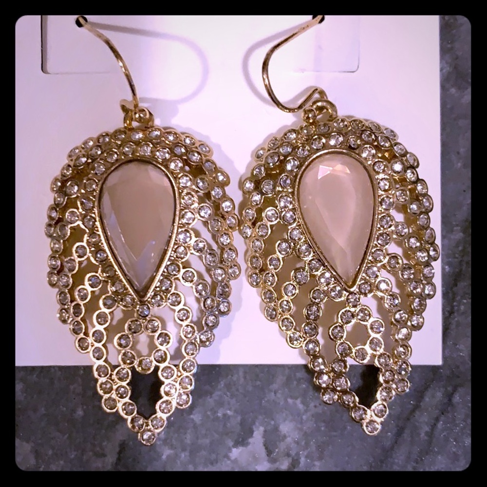 Jessica Simpson Goldtone Earrings Faux Rose Quartz